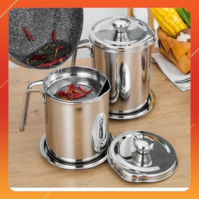 Bình đựng lọc dầu không thấm 2in1 INOX không gỉ cao cấp