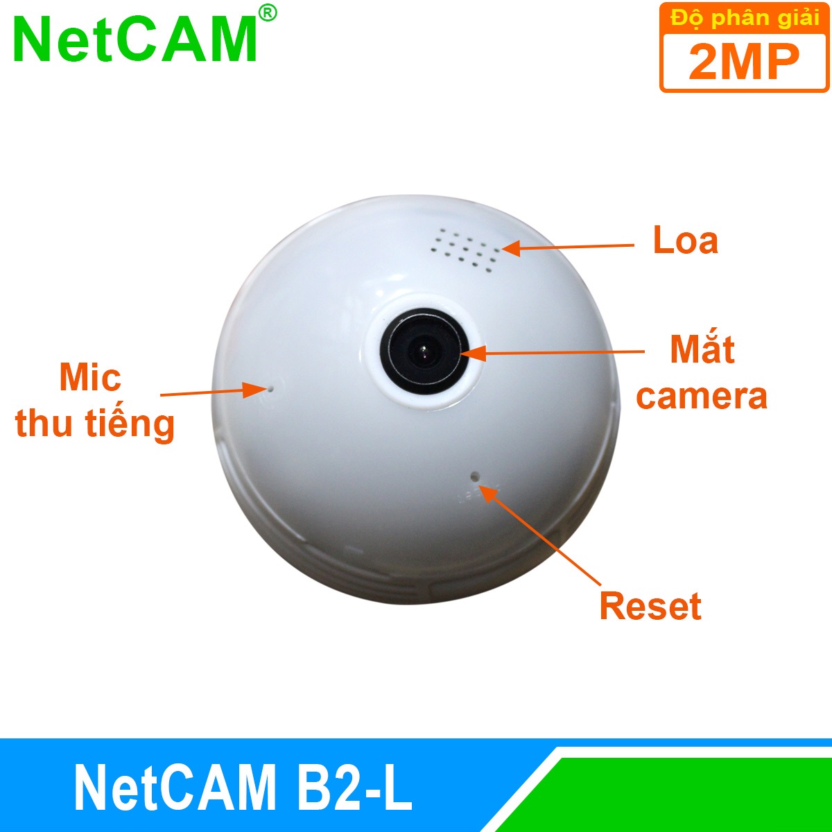 Camera IP WiFi Quan Sát Toàn Cảnh 360 độ NetCAM B2L, Độ phân giải 1080P, Đàm thoại 2 chiều - Hàng Chính Hãng