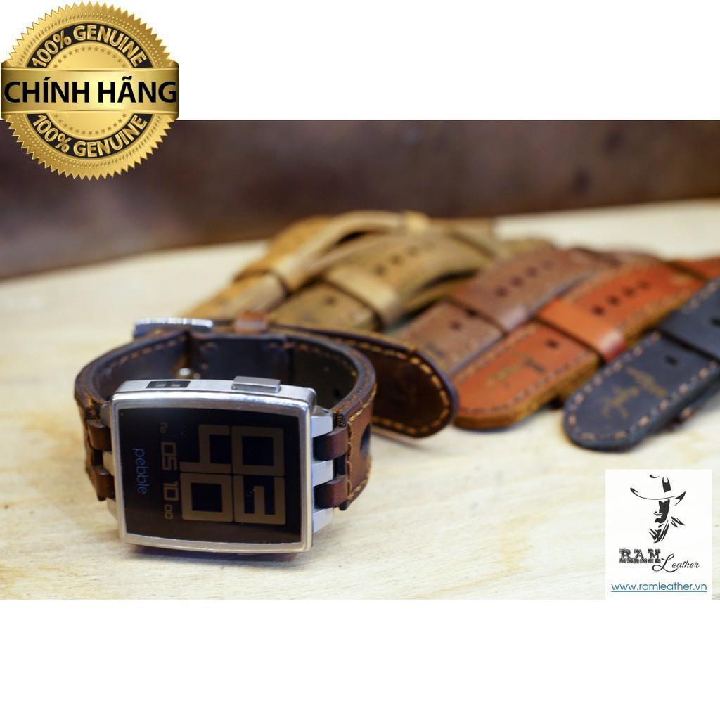 DÂY ĐỒNG HỒ PEBBLE STEEL DA BÒ THẬT RAM LEATHER - HÀNG CHÍNH HÃNG