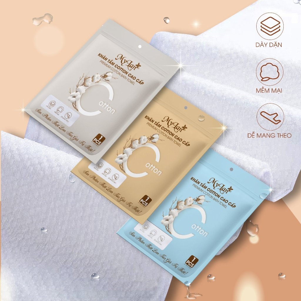 Khăn tắm du lịch đa năng Mylan chất liệu 100% Cotton, siêu thấm hút, nhỏ gọn đa năng tiện dụng, kích thước 70x140cm