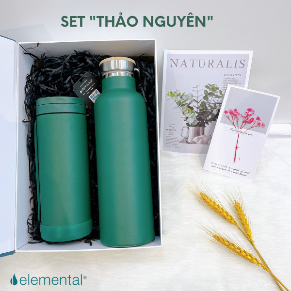 [Quà tặng cao cấp-Thương hiệu Mỹ] Bình giữ nhiệt Elemental, set quà Thảo Nguyên,quà tặng ý nghĩa dành tặng người thương