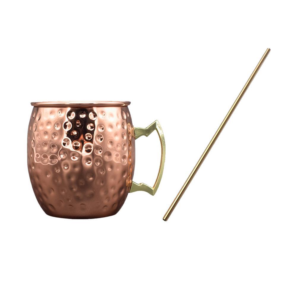 Moscow Mule Cocktail Mug/Cup Bar Vodka Cocktails Beer Cups with Straw Set
