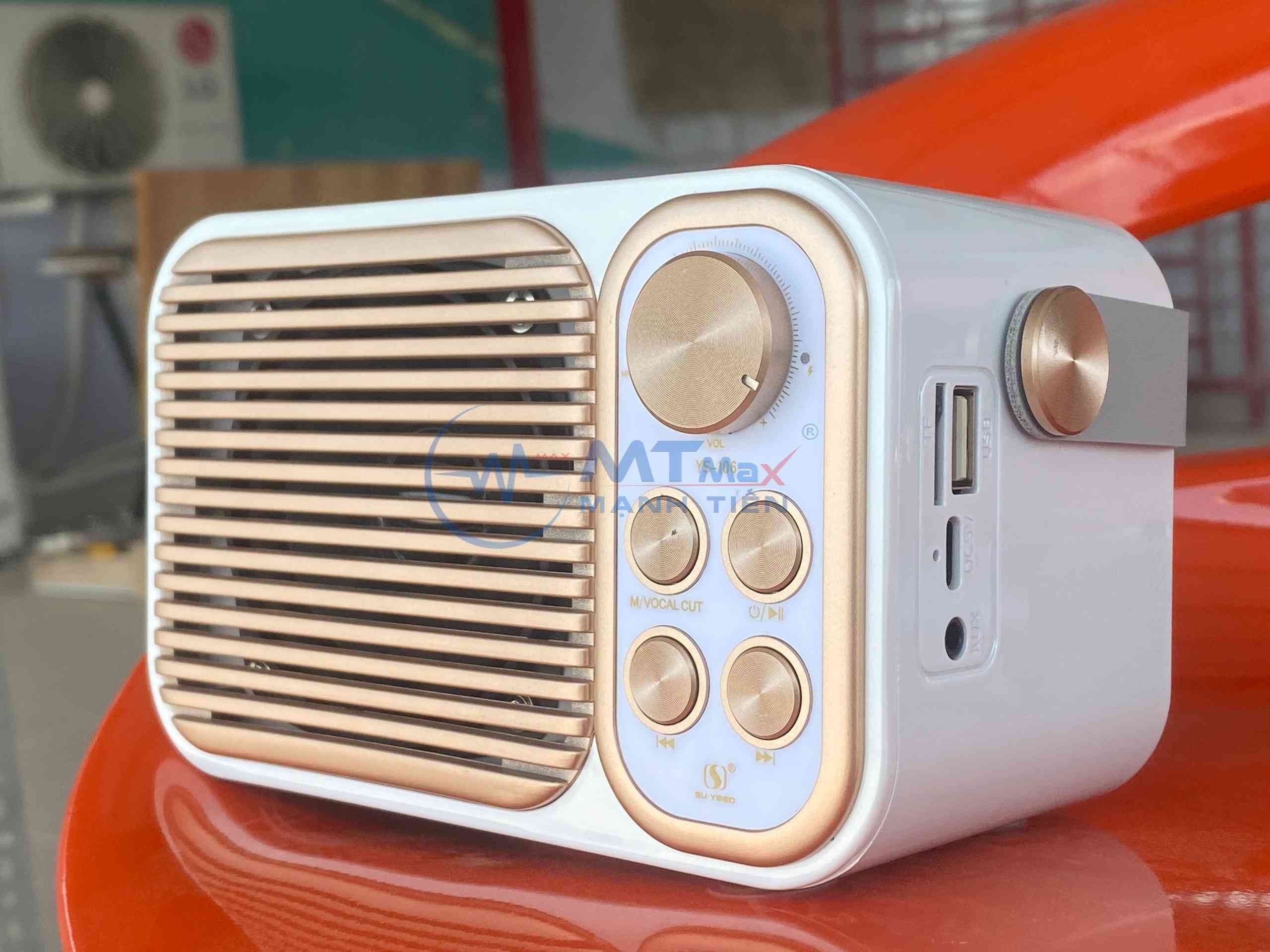 Loa Karaoke Mini YS106 Kèm 2 Micro Không Dây - Thiết Kế Cổ Điển Sang Trọng-Loa kèm mic có quai xách tiện dụng-Thích hợp sinh viên, văn phòng