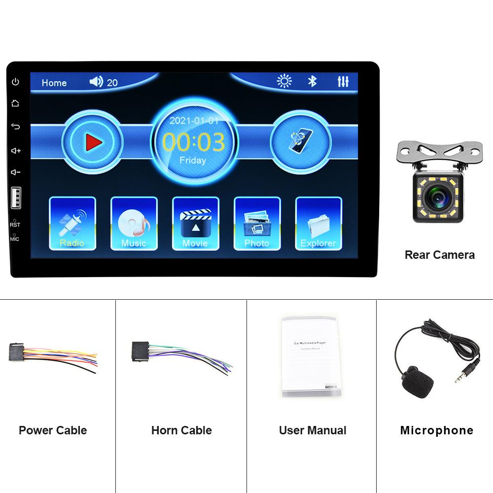 Bộ điều khiển trung tâm đa năng dành cho ô tô một thân 9 inch phong cách mới nhất, máy nghe nhạc MP5 Bluetooth màn hình lớn có tích hợp video đảo chiều micrô bên ngoài