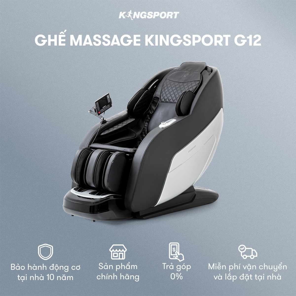 [CHỈ GIAO MIỀN NAM] Ghế massage KINGSPORT G12 công nghệ mới Kingtech Touch Pro, 25 bài massage tự động
