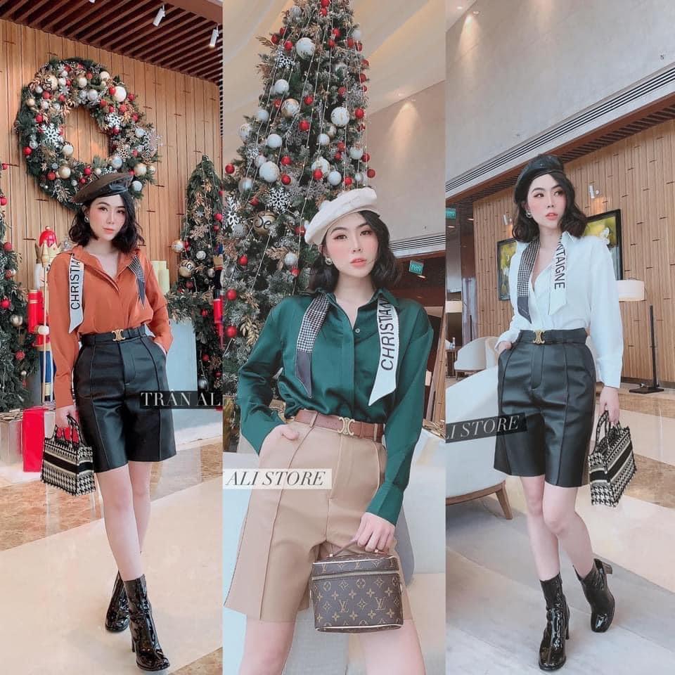 Áo Sơ Mi Lụa Kèm Nơ Sang Chảnh