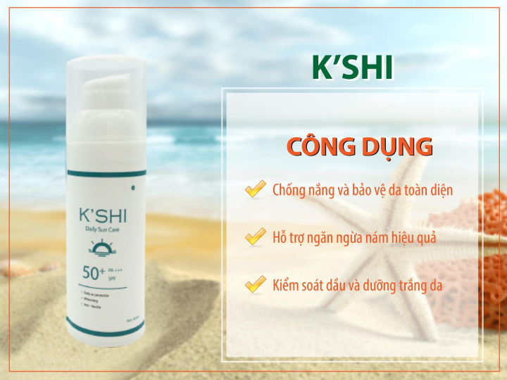 Kem Chống Nắng K'shi Bảo Vệ Tối Ưu, Nâng Tông Tự Nhiên Và Dưỡng Trắng Da Với SPF 50+ PA+++ 60ml