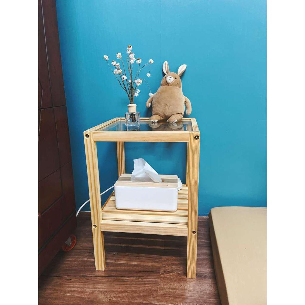 Kệ gỗ tab đầu giường 2 tầng tự lắp ráp / Tủ để đầu giường phòng ngủ/ Giá để đồ Tab gỗ Decor phòng ngủ