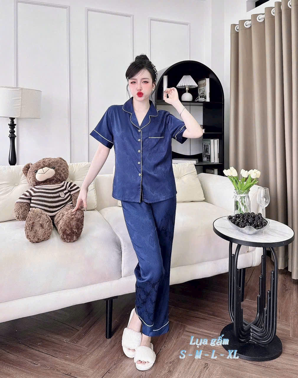 Bộ ngủ pijama lụa gấm cao cấp