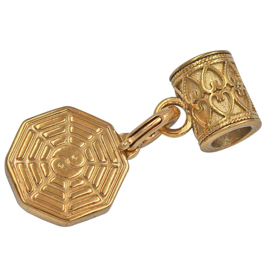 Chuỗi tay thạch anh Xanh Biển 12 ly - Charm Bát quái inox VTAXBBQTR12 - Hợp mệnh Thủy, mệnh Mộc