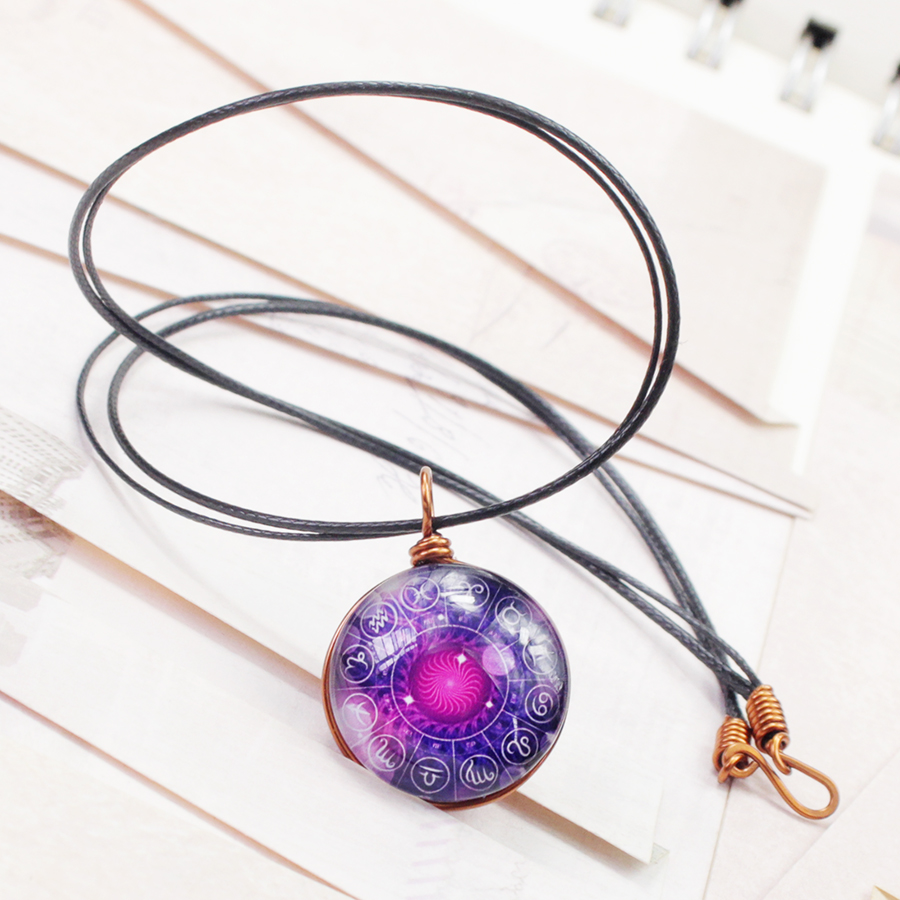Dây chuyền 12 cung hoàng đạo Zodiac tông tím huyền bí 06647-DC003