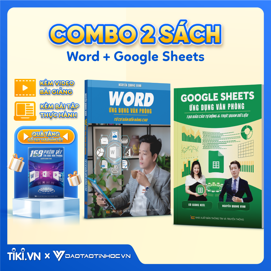 Combo 2 Sách Word - Google Sheet Ứng Dụng Văn Phòng ĐẠO TẠO TIN HỌC Tặng Kèm Video Bài Giảng