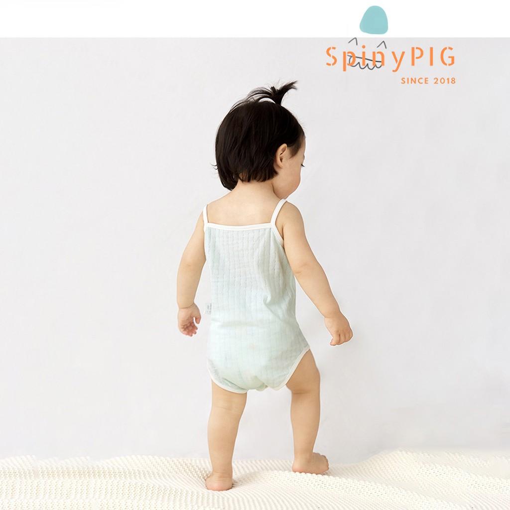 Bộ body 2 dây cho bé 0-2 tuổi 100% cotton bề mặt lỗ khí cực thoáng mát 