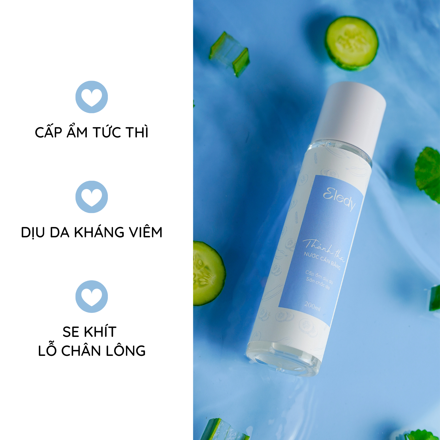 Nước cân bằng da Thảnh Thơi ELEDY cấp ẩm dịu nhẹ se khít lỗ chân lông 200ml