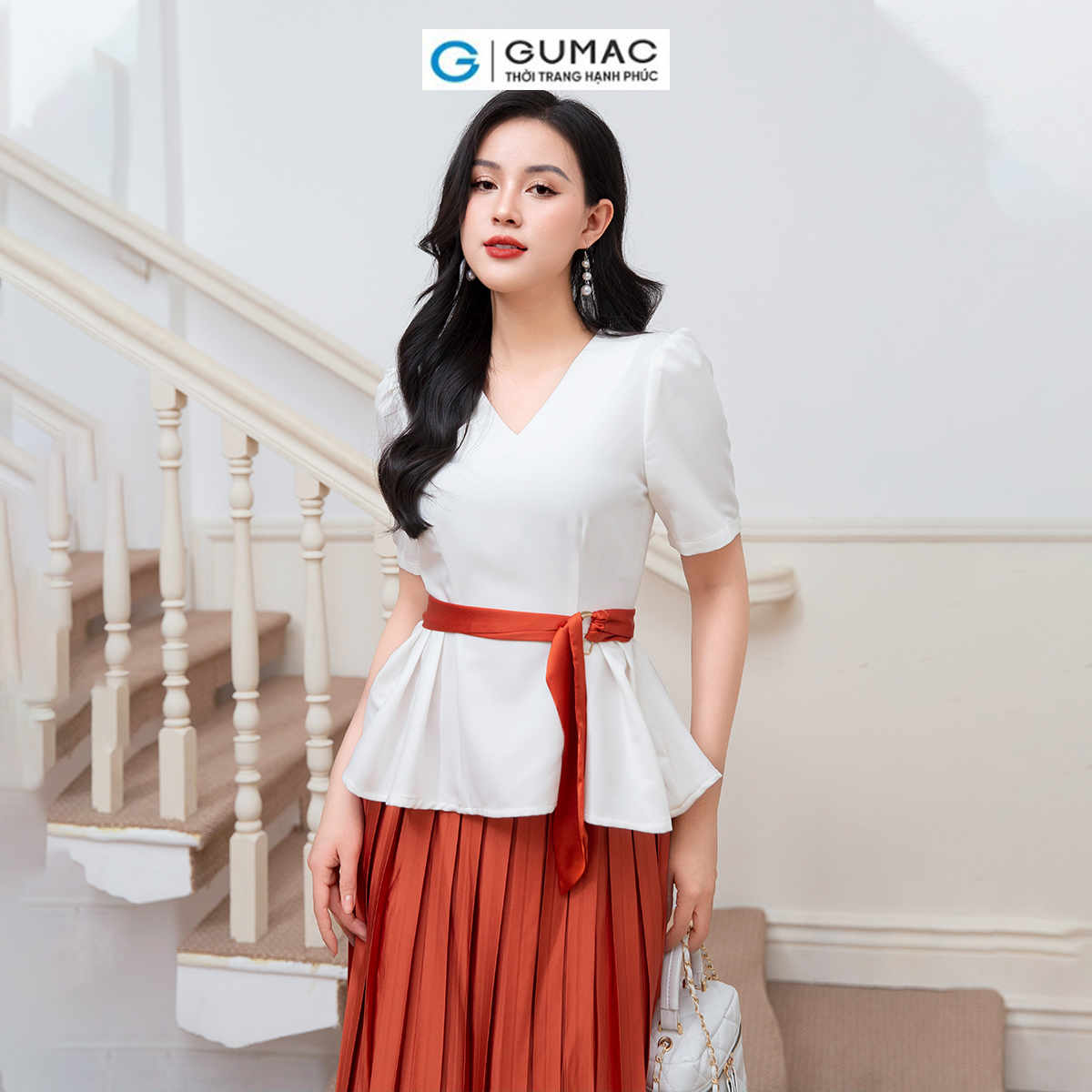 Áo peplum phối dây thời trang GUMAC AD10008