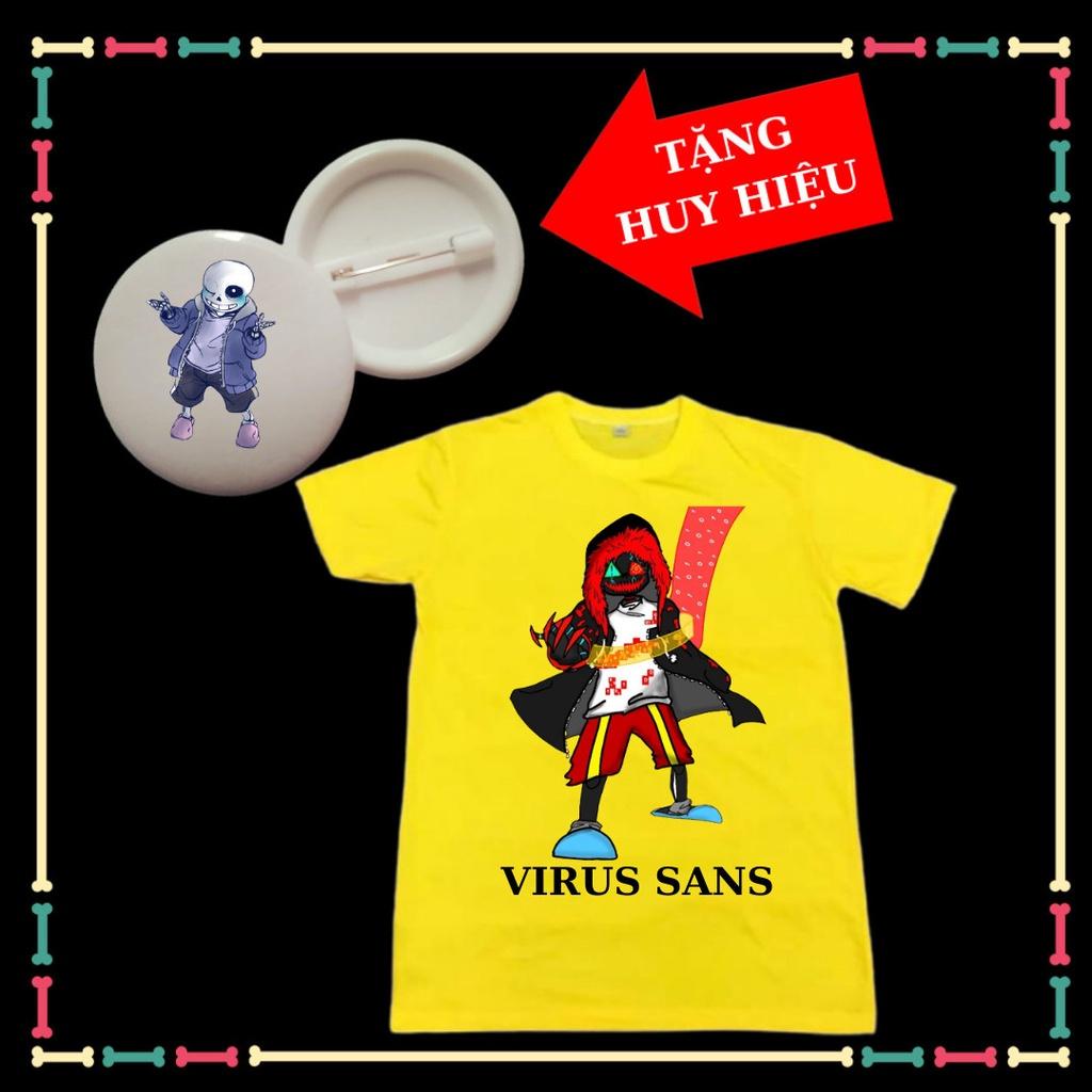 Áo thun trẻ em mẫu Virus Sans tay ngắn Form áo rộng đủ size áo-Tặng Huy Hiệu Sans siêu ngầu