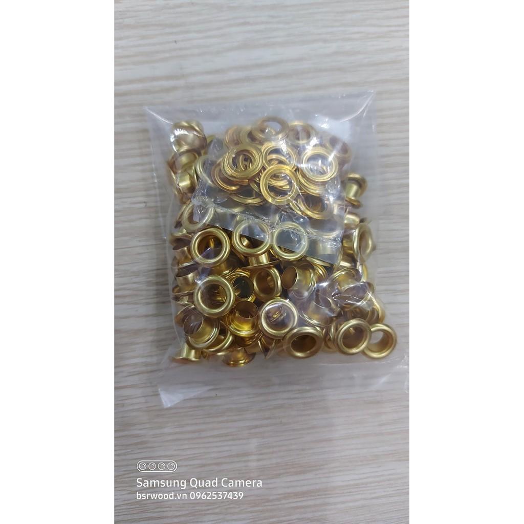 Khoen ore 6mm Khoen mắt cáo 6 ly Thau không gỉ MÀU VÀNG Khuy mắt cáo bấm vải Túi 100 cái Phụ liệu may mặc