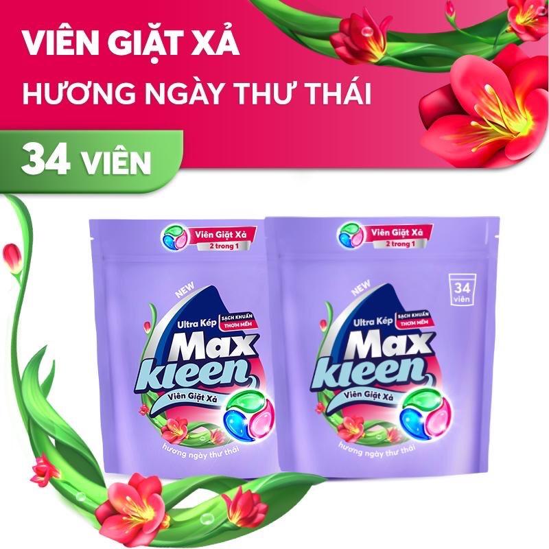 Túi Viên Giặt Xả MaxKleen 2 Trong 1 (34 Viên/Túi)