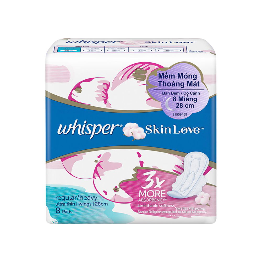 Combo BVS Whisper Ngày và Đêm (Whispers Luna Ngày 18 miếng - Whispers Luna đêm 8 miếng - Whisper Pad Ngày nhiều/Đêm 32 miếng x 2)