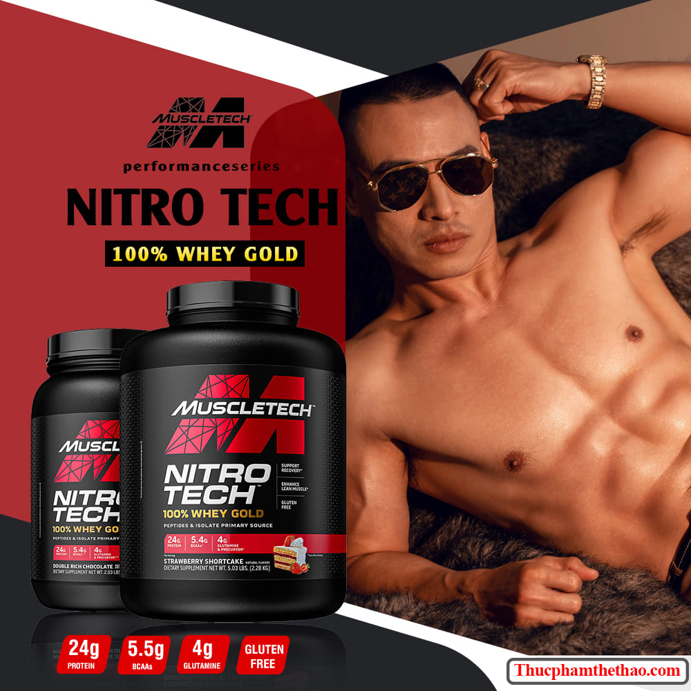 Sữa tăng cơ NITRO -TECH 100% WHEY GOLD Hộp 5lbs (2.27kg) - Hàng Chính Hãng MUSCLETECH USA - NHIỀU HƯƠNG VỊ - KÈM QUÀ TẶNG