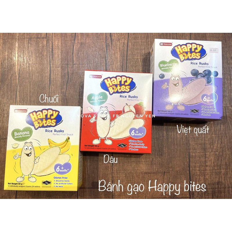 Bánh Gạo Ăn Dặm Happy Bites Táo 50g