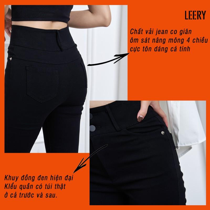 Quần jean nữ LEERY lưng cao, quần tregging chất jean mềm cao cấp dáng skinny nâng mông JEA-01