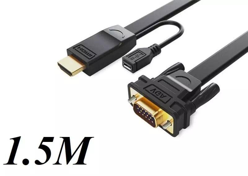 Ugreen UG40267MM101TK 1.5M màu Đen Cáp chuyển đỗi HDMI sang VGA kèm cổng trợ nguồn Micro USB - HÀNG CHÍNH HÃNG