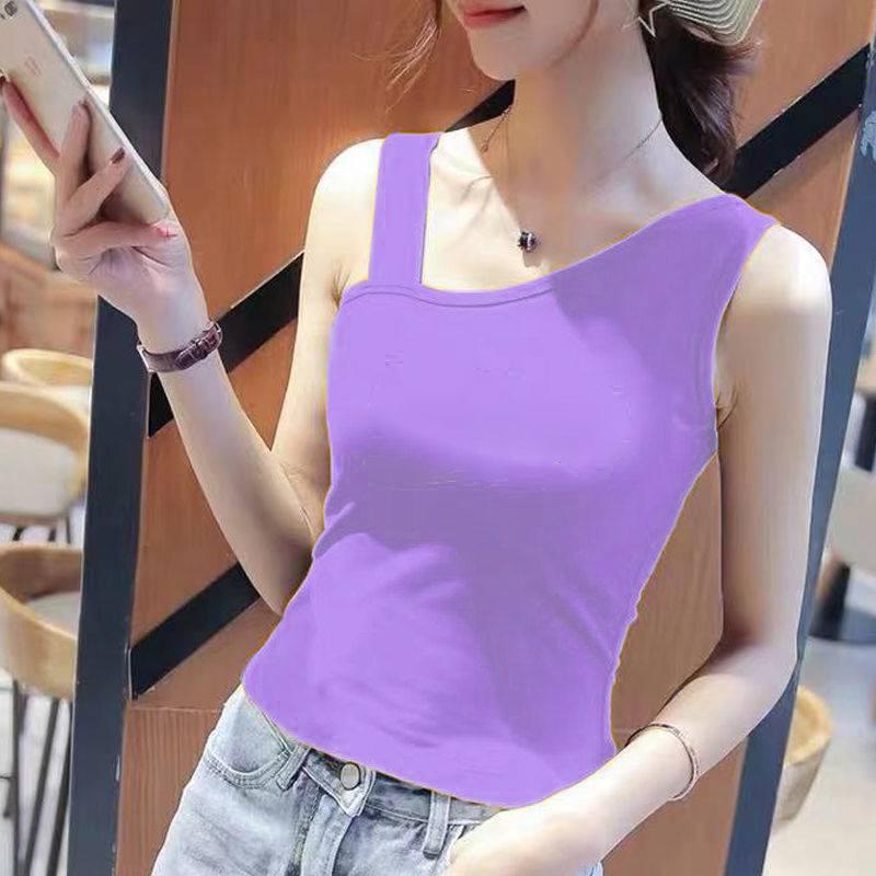 Áo Thun Nữ Sát Nách Cách Điệu 1 Bên Dây Bản To Dễ Thương Vải Cotton 65/35 Co Giãn Tốt Sally Boutique-3L03