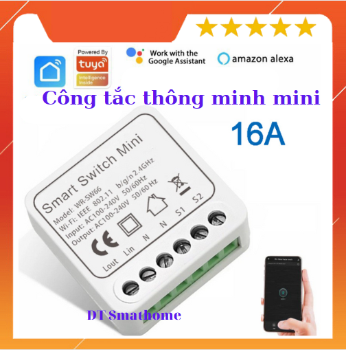 Công tắc thông minh tuya 16A Mini DIY điều khiển từ xa qua điện thoại app