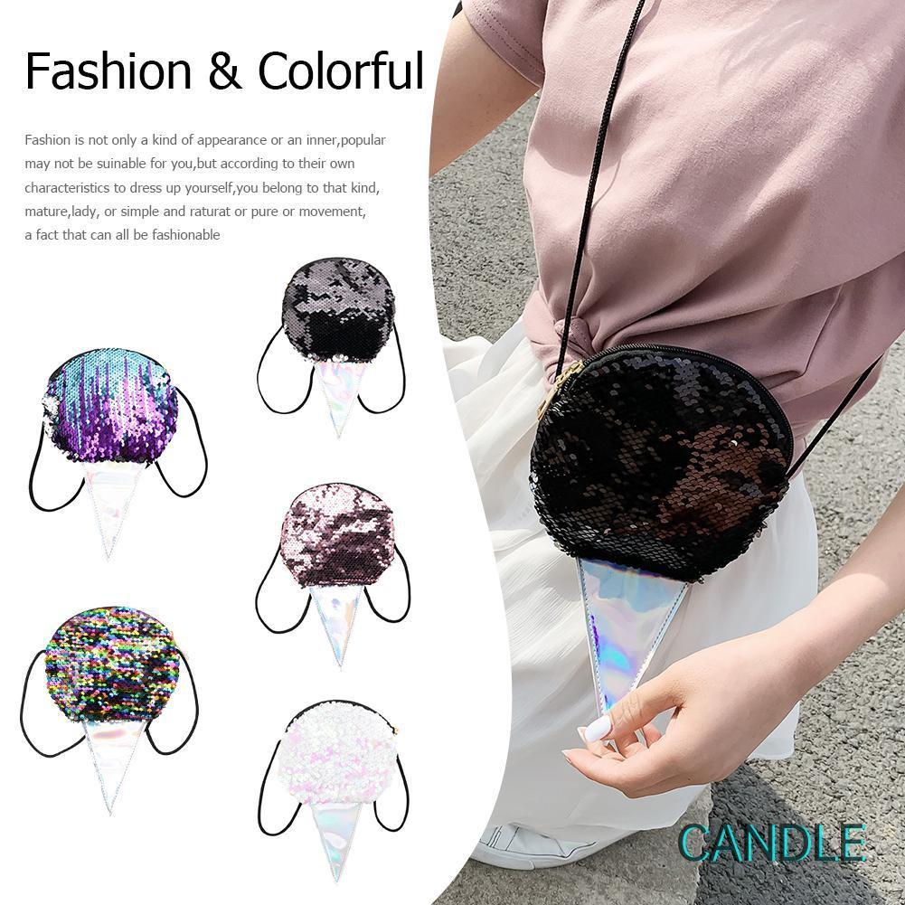Túi Đeo Chéo Đính Sequin Lấp Lánh Hình Que Kem Xinh Xắn Dành Cho Nữ