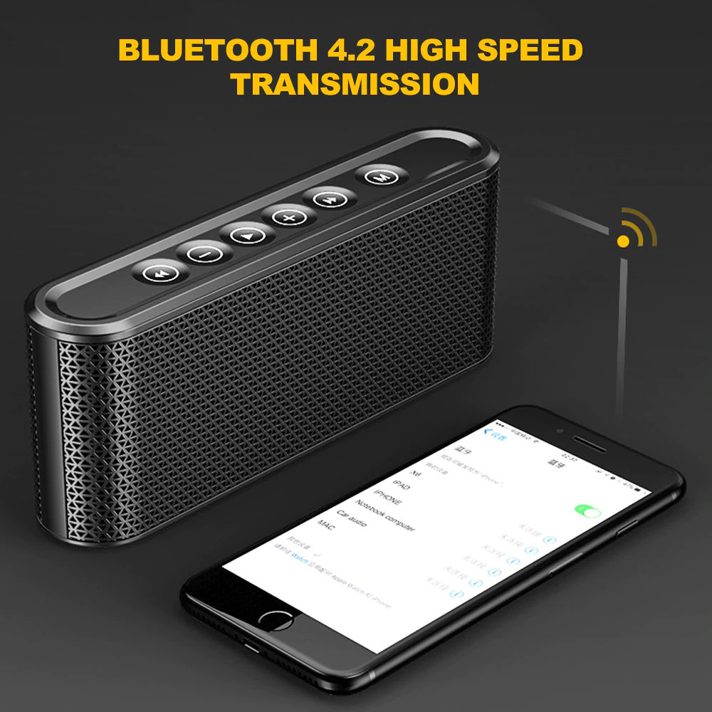 Loa Bluetooth Nút Bấm Cảm Ứng, Siêu Bass Công Suất 6W Manovo X6 - Đen - Hàng nhập khẩu