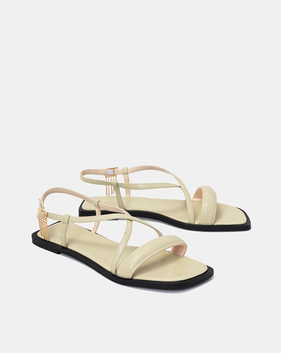 Giày Sandal Bệt Nữ 1cm Thời Trang JUNO Mũi Vuông Đính Khóa Dingle - Dangle SD01117