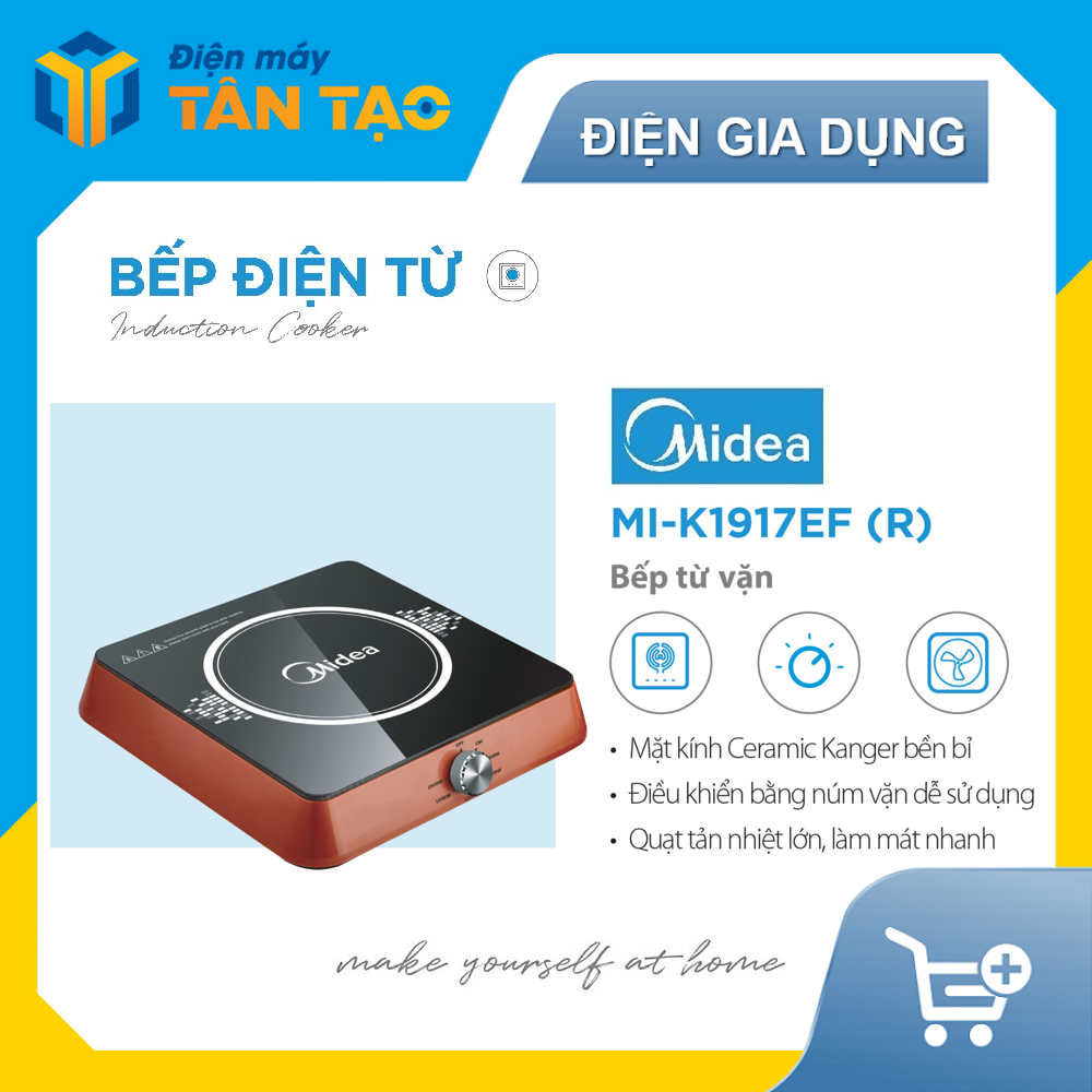 Bếp điện từ Midea MI-K1917EF (1900W) - Đỏ - Hàng Chính Hãng - Chỉ giao khu vực HCM