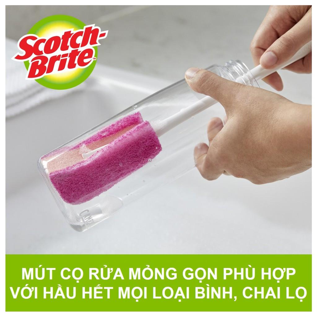 Cây cọ rửa bình, chai lọ Scotch - Brite 3M đa năng - Không gây trầy xước, lớp mút cao cấp lấy sạch vết bẩn