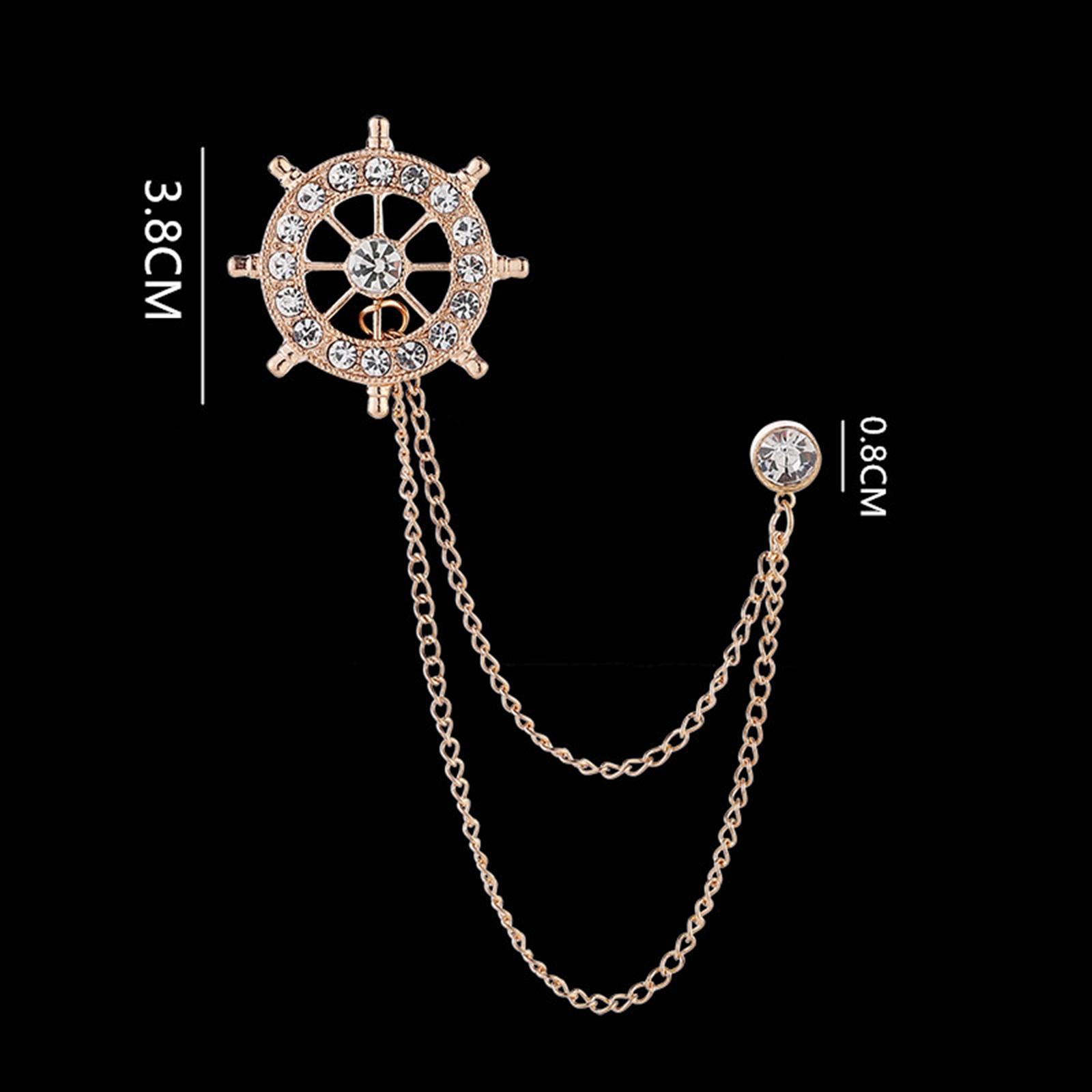 Lapel Pin Brooches Link Chains Pin Tassel Chain Brooch for Tie Men