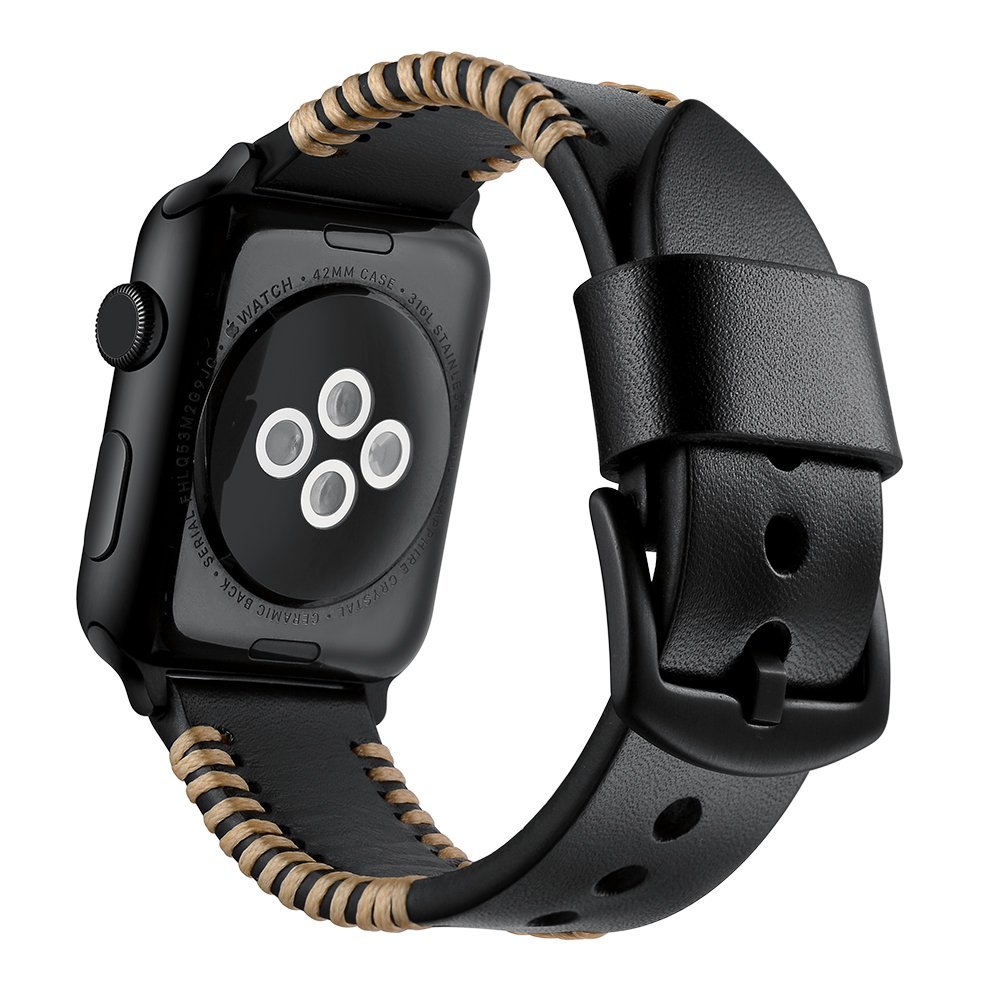 Dây đồng hồ Apple Watch, dây da Handmade 06 khóa thép không gỉ cho Apple Watch