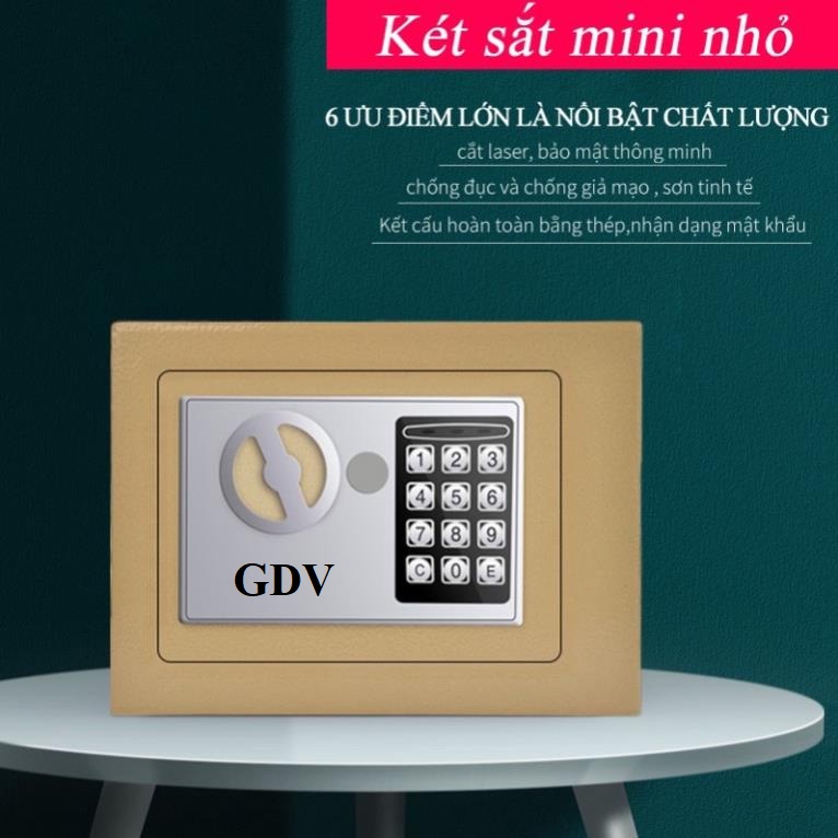 Két Sắt Mini GDV 17E Khoá Điện Tử Chống Cháy Có Khe Đút Tiền - Màu Ngẫu Nhiên - Hàng Chính Hãng