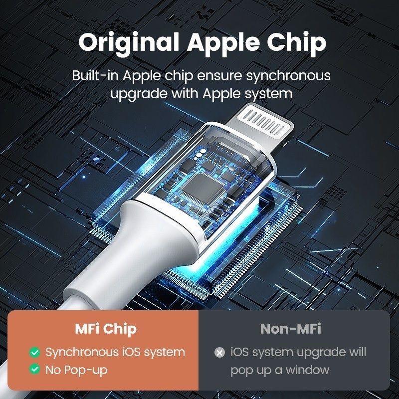 Ugreen UG80315US155TK 1.5M có chip MFI màu trắng Cáp sạc và truyền dữ liệu USB sang lightning - HÀNG CHÍNH HÃNG