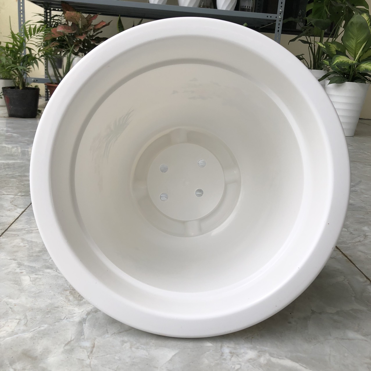 Chậu nhựa trồng cây màu trắng giả sứ , chậu trồng cây chất lượng cao, chậu hoa cây cảnh mini, để bàn, treo ban công, treo tường, Hàng Việt Nam Chất Lượng Cao