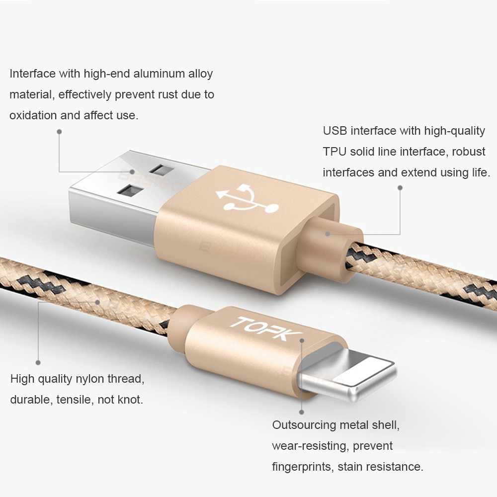 [HÀNG CHÍNH HÃNG] Cáp sạc nhanh TOPK AN09 USB-Iphone Sạc Nhanh Cáp Đồng Bộ Hóa Dữ Liệu Bện Nylon Dành Cho IP- Phân phối bởi TOPK VIỆT NAM