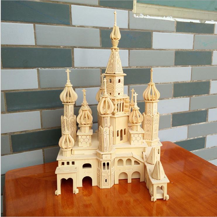 Đồ chơi lắp ráp gỗ 3D Mô hình Lâu đài Saint Petersburg - Tặng kèm đèn LED USB trang trí