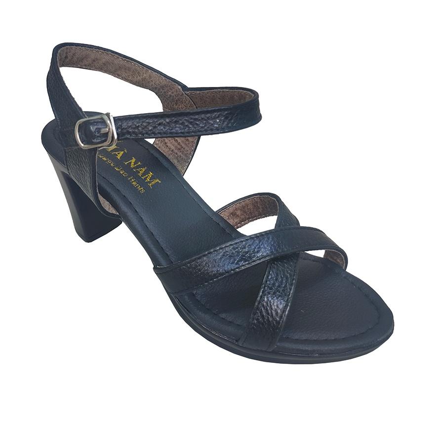 Giày Sandal Nữ Cao Gót TiTi ĐÔ Da Bò Thật Cao Cấp 7cm DNU2130b