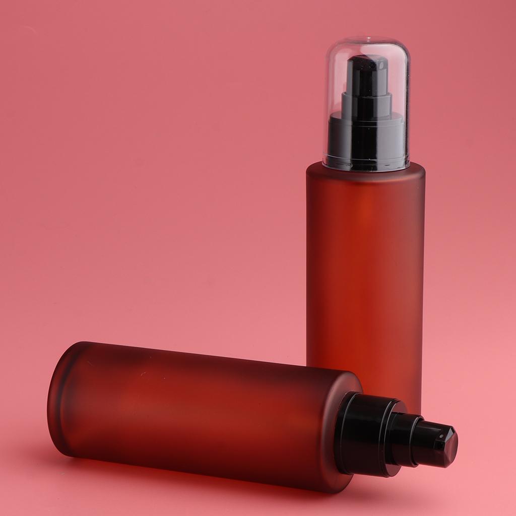 3 Pairs Empty Lotion Pump Spray Bottle Shading Cosmetic Amber Glass Bottles