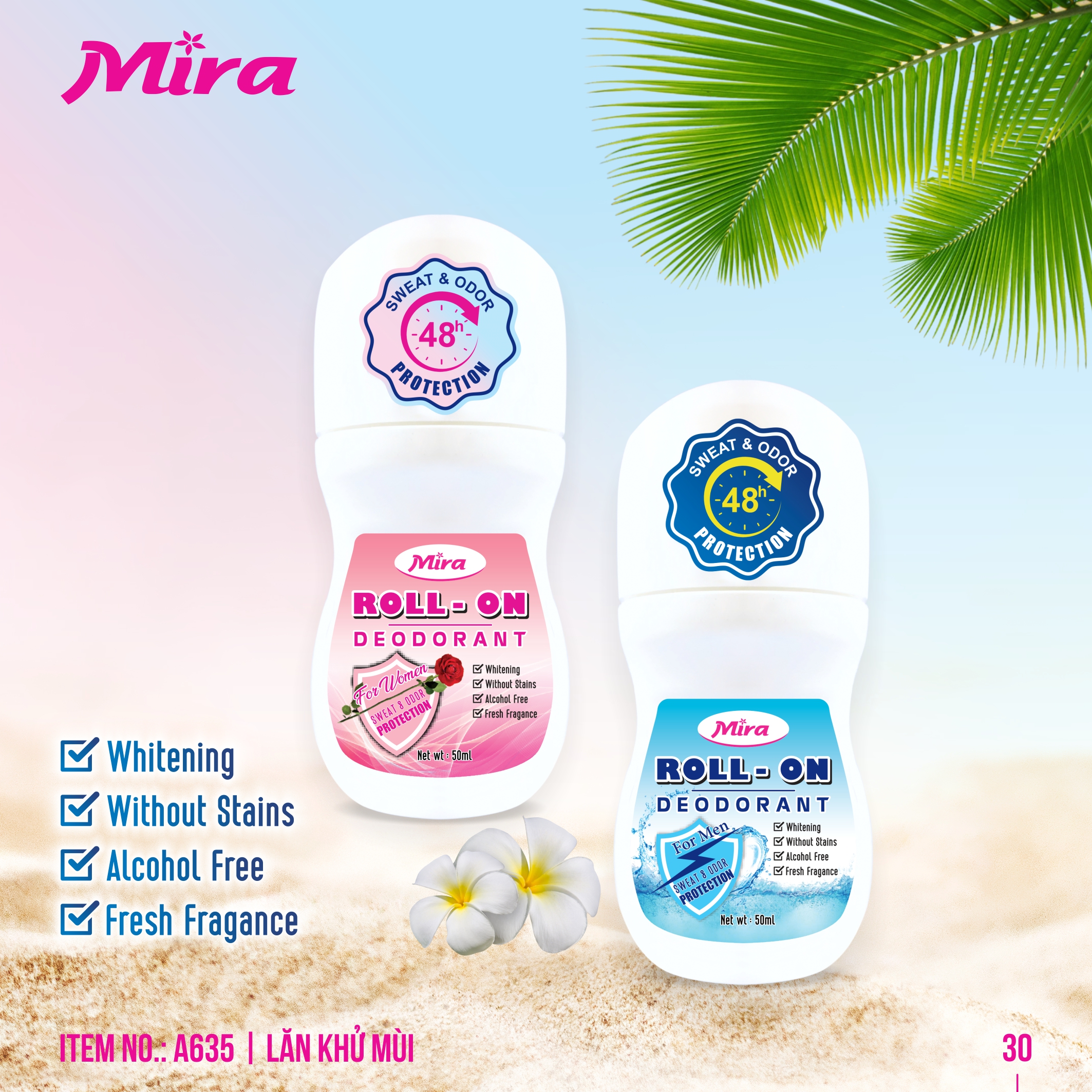 Lăn khử mùi Mira Roll-on Deodorant 50ml A635