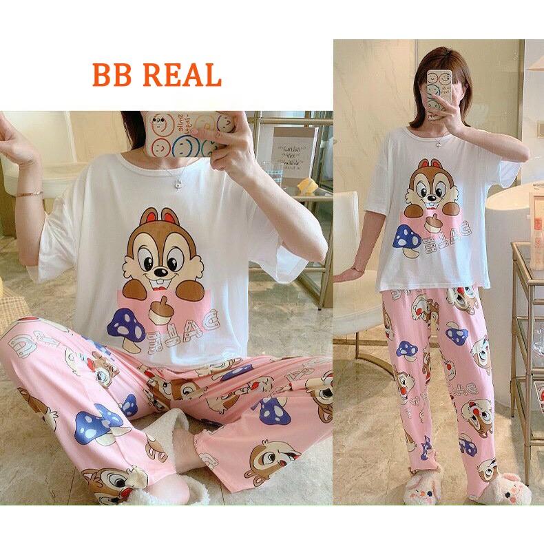 Đồ Bộ Mặc ở Nhà Bộ Đồ Ngủ Nữ Quần Dài Pijama Thun Lạnh Đẹp Freesize Từ 45-60Kg - BB REAL