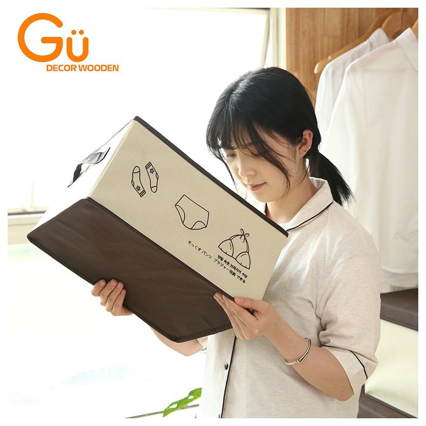 Hộp vải đựng quần áo có nắp đậy - Hộp đựng đồ lót,chăn màn, đồ chơi