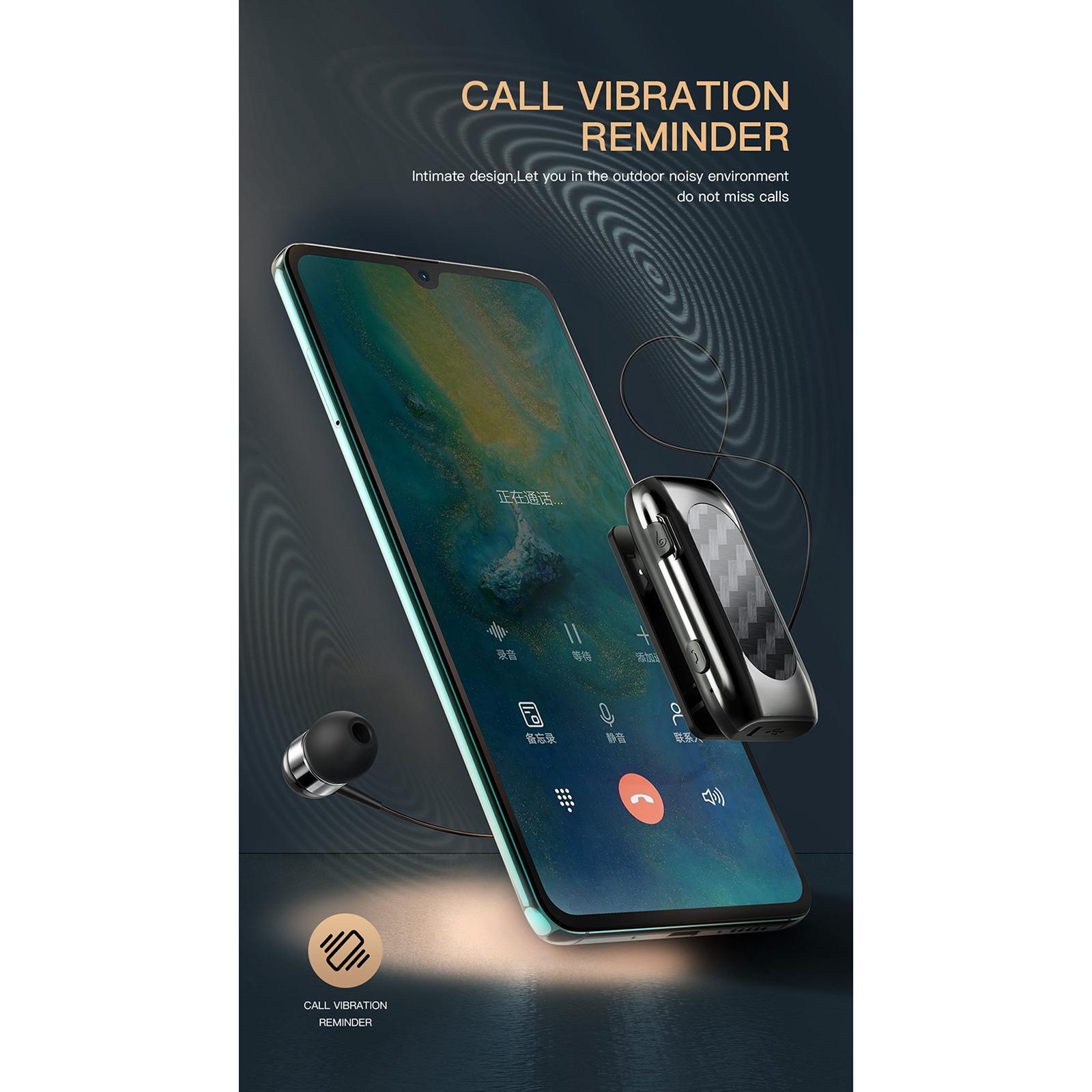 Retractable Bluetooth 5.2 Lavalier Earphone Stereo Clip on Headphones for Office