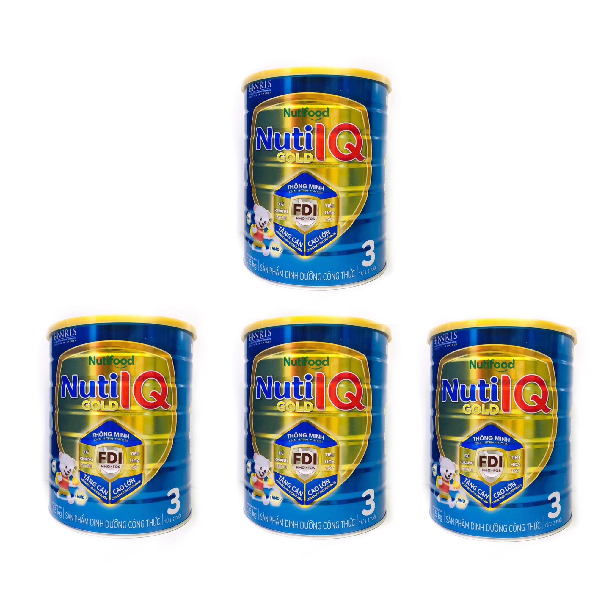 Bộ 4 Lon Sữa Bột Nutifood Nuti IQ Gold Step 3 (Từ 1 - 2 tuổi) - 1.5kg