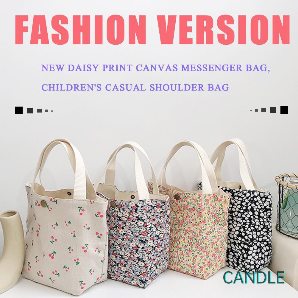 Túi Vải Canvas Đựng Hộp Cơm Trưa In Họa Tiết Đơn Giản