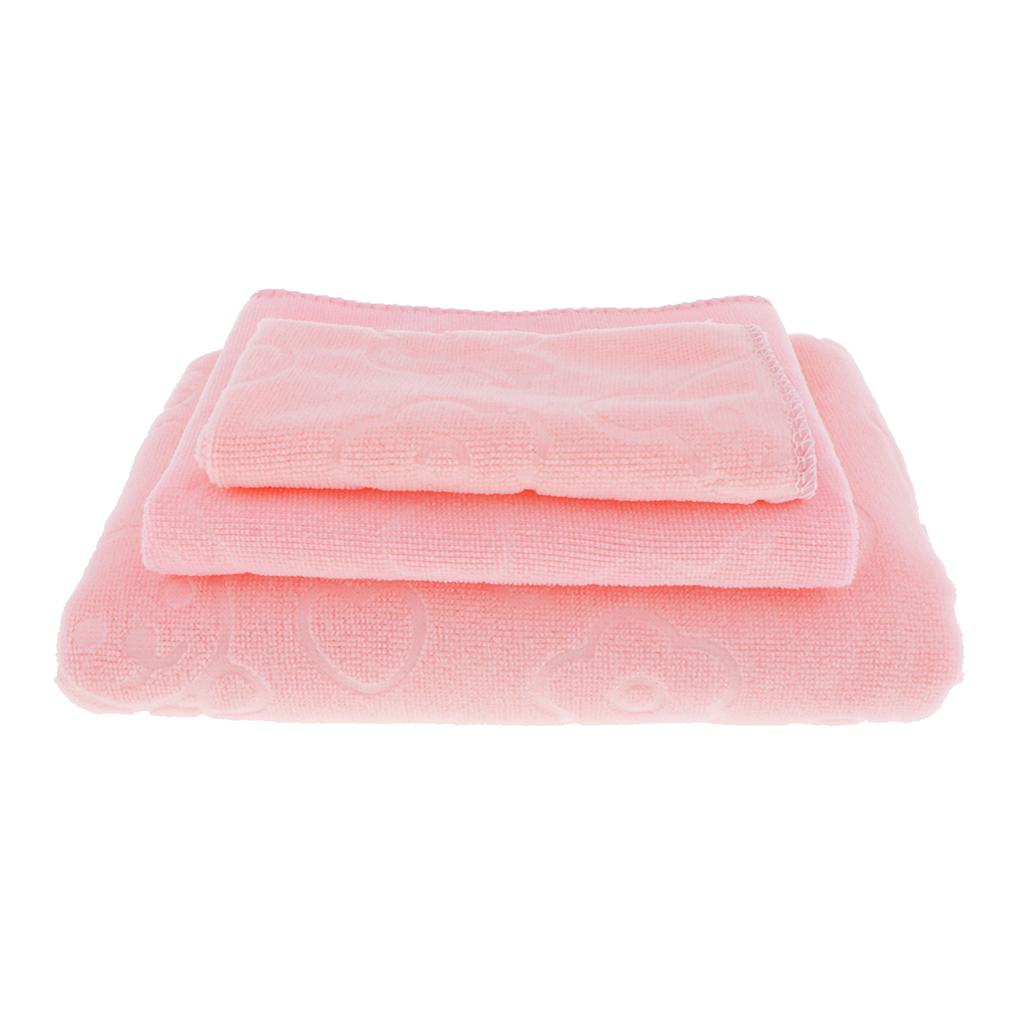 3 Pcs Towel Sets for Bathroom Home Bathtowel Water Absorbent Light Pink